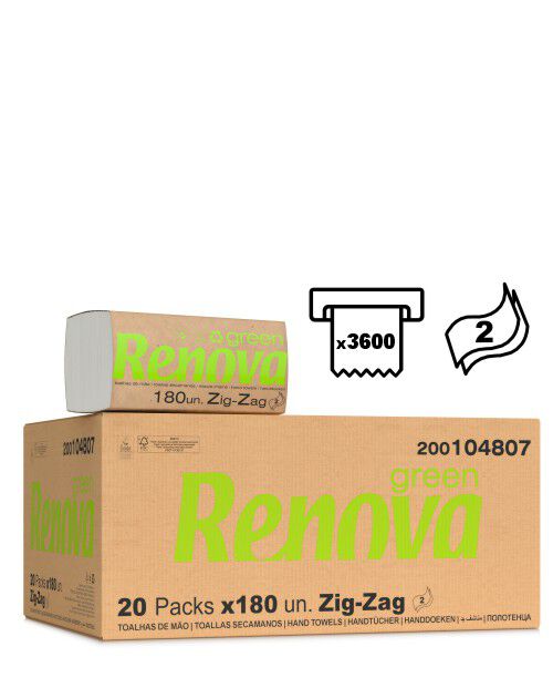 Essuie-mains Interfoli&eacute;s Zig-Zag | Renovagreen 180x20